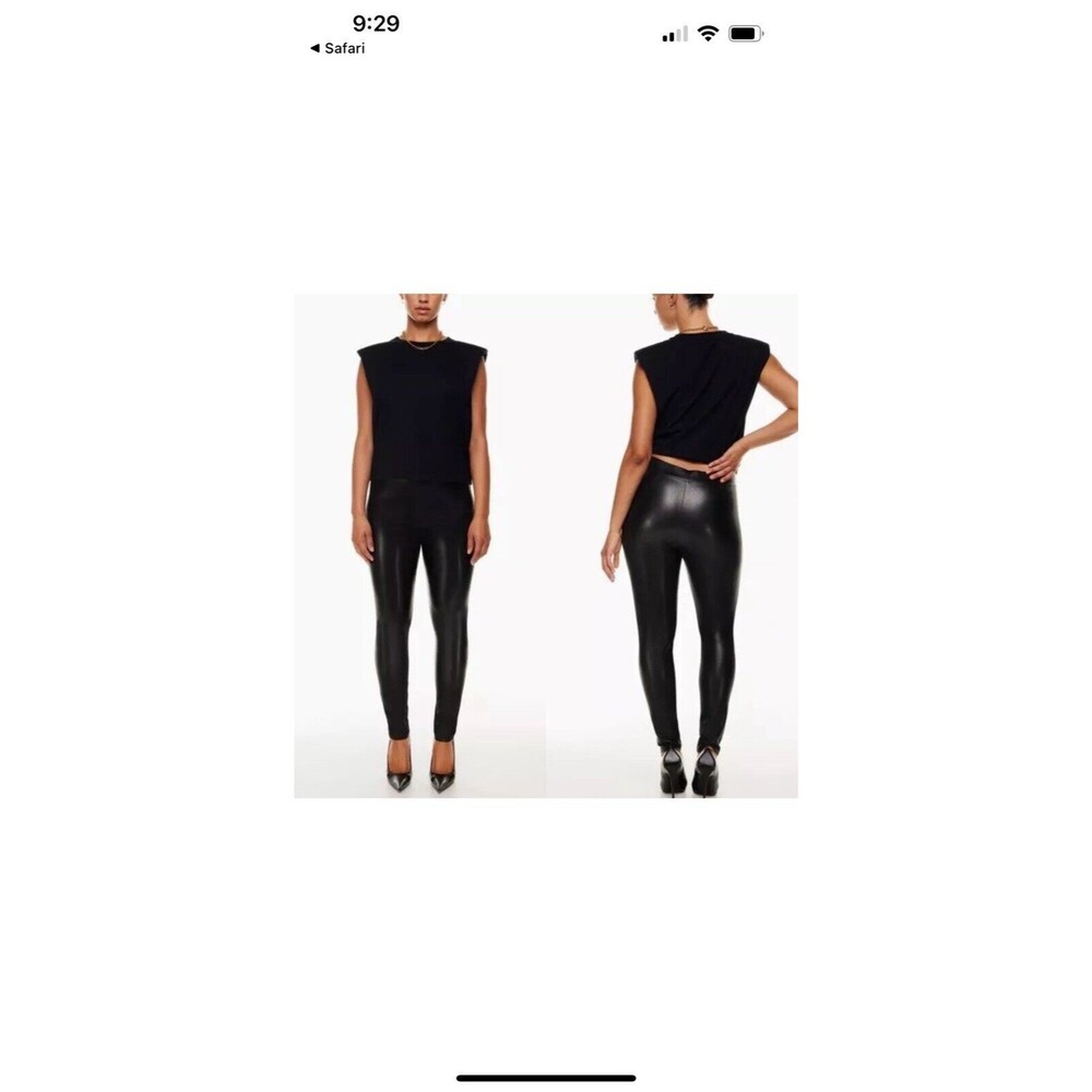 NWT TEN by Babaton Black High Rise Showcase Leggings in Shiny Faux Leather XS